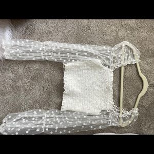 White polka dot sleeves top